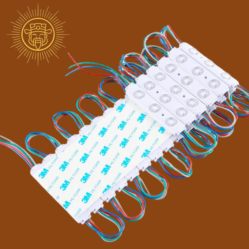 RGB LED Module Lights, 3LEDs/Mod, DC12V, 0.65W, Waterproof Decorative Light for Letter Sign Advertising Signs with Tape Adhesive Backside