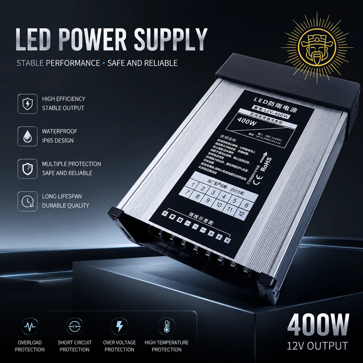 Black Label Rainproof Power Supply   Specification12V-15V ;60W-400W