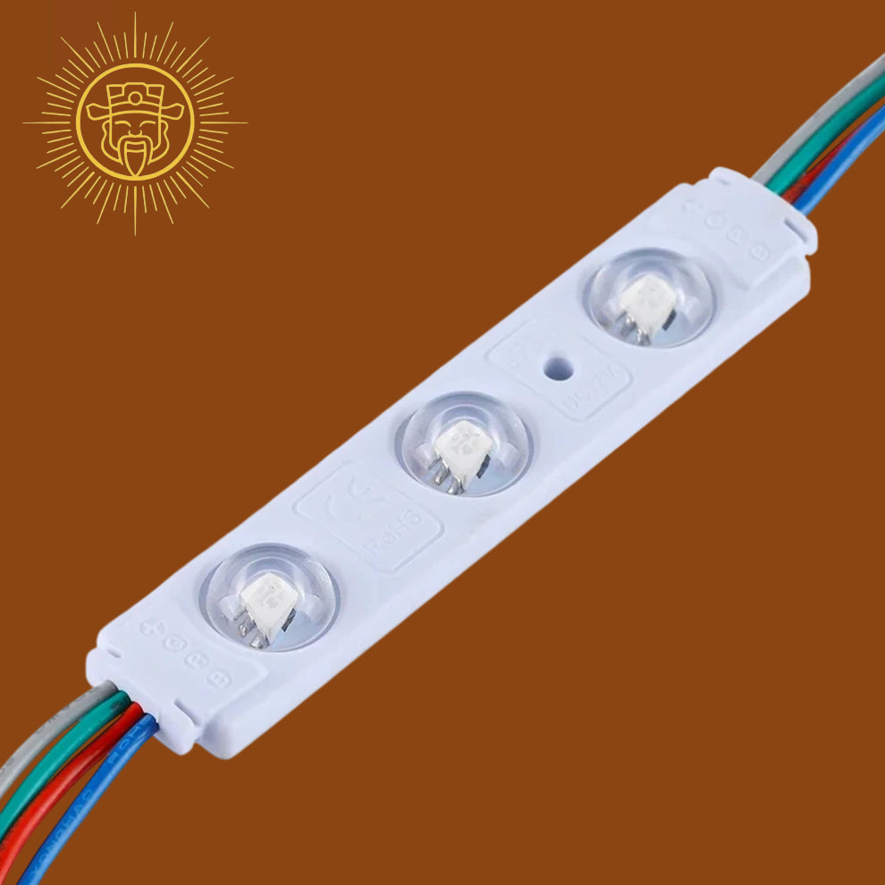 RGB LED Module Lights, 3LEDs/Mod, DC12V, 0.65W, Waterproof Decorative Light for Letter Sign Advertising Signs with Tape Adhesive Backside