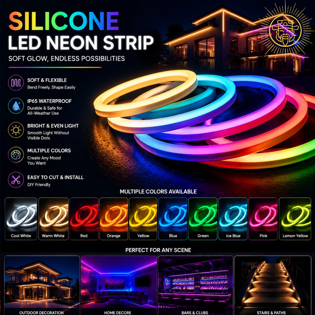 Silicone LED Strip    White / Red / Yellow / Blue / Green / Ice Blue / Pink / Purple / Orange / Lemon Yellow