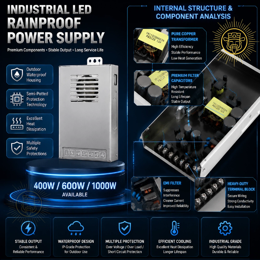 Illustration of the Internal Materials and Structure of a Waterproof Power Supply