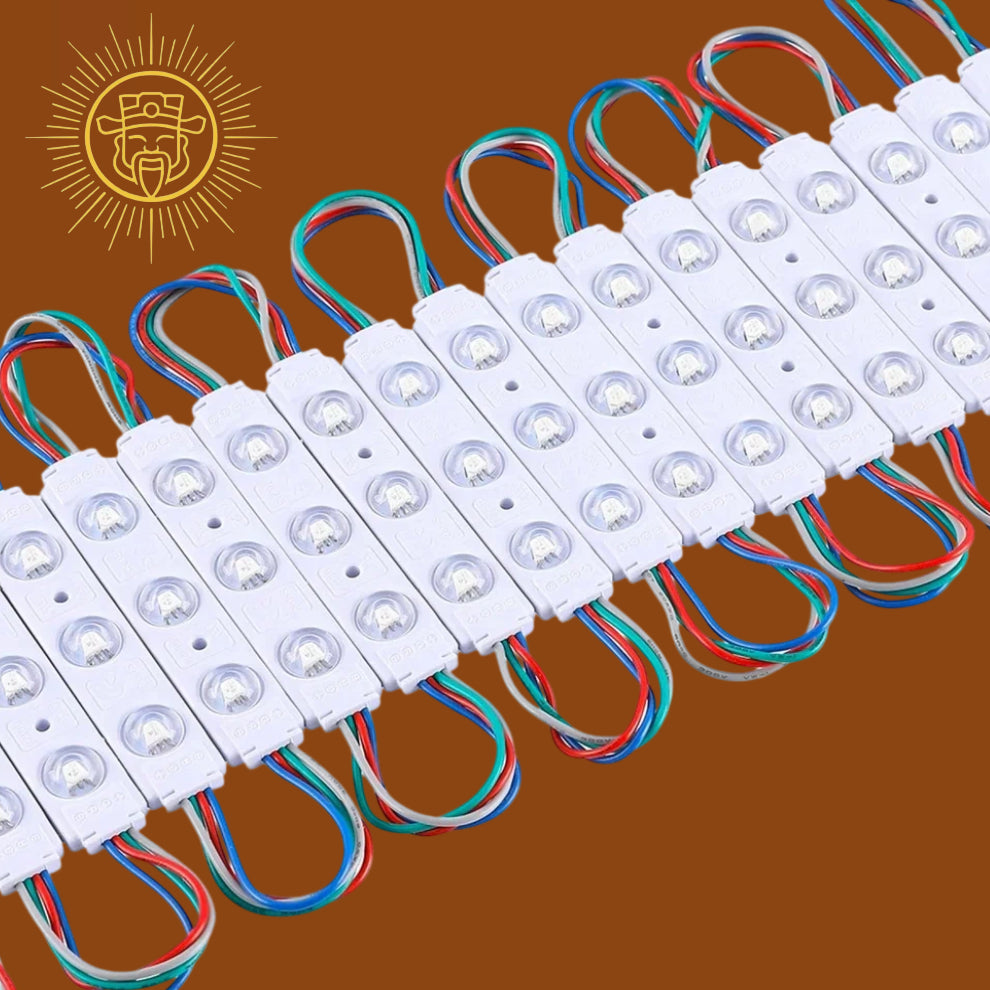 RGB LED Module Lights, 3LEDs/Mod, DC12V, 0.65W, Waterproof Decorative Light for Letter Sign Advertising Signs with Tape Adhesive Backside